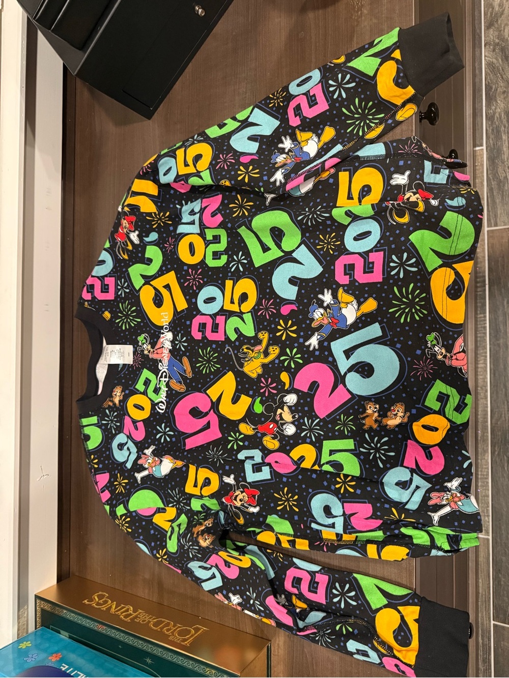 Disney Black Leggings with Neon Firework Print